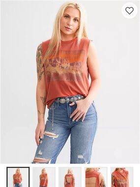 Graphic Muscle Tee in Rust Orange